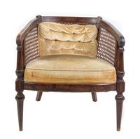 A Barrel Back Caned Chair Height 27 1/2 inches.