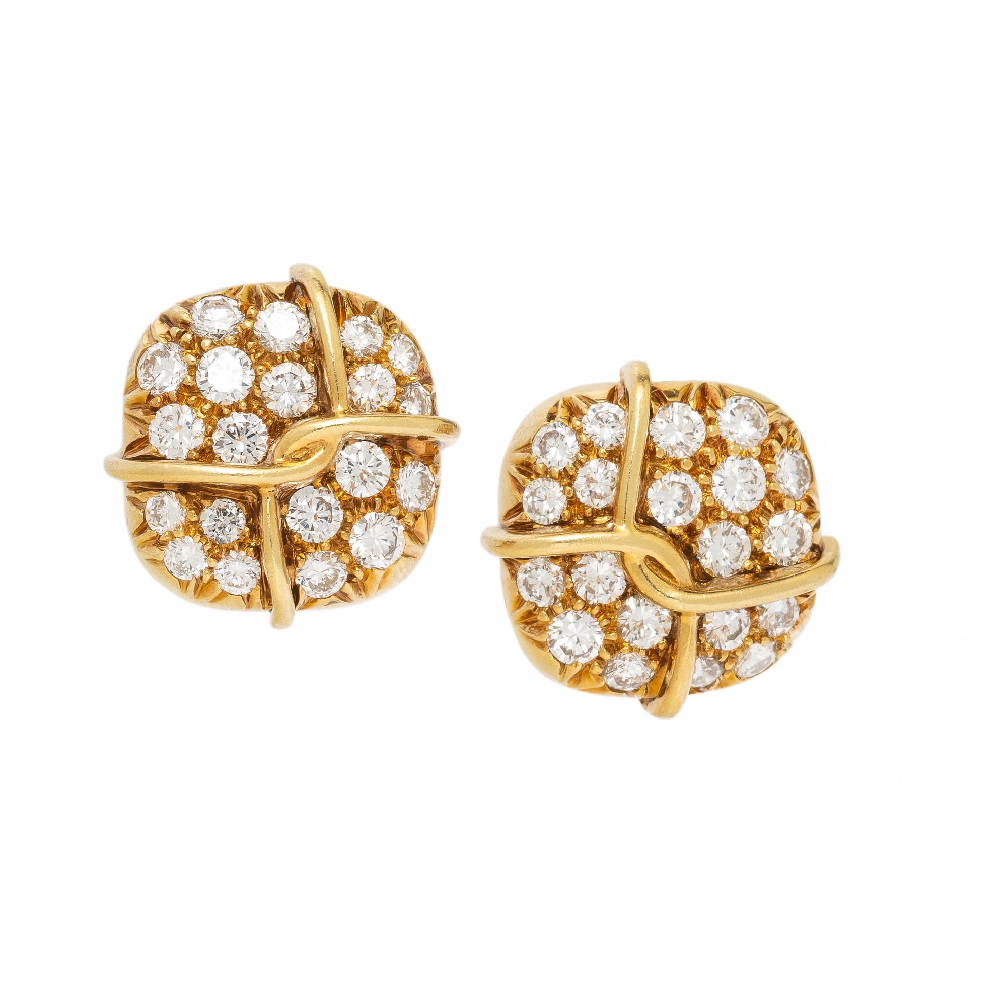 Yellow Gold and Diamond Earrings