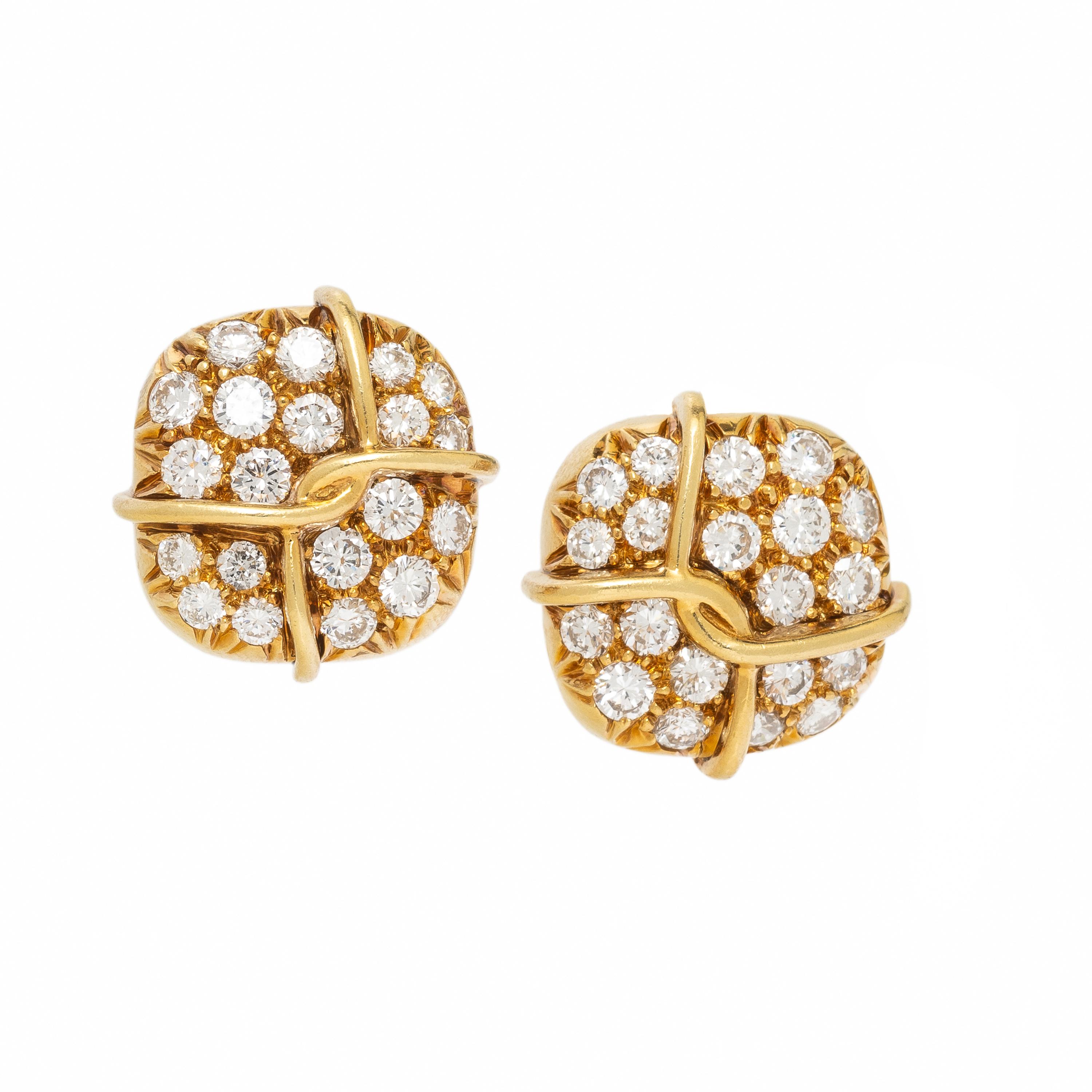 Yellow Gold and Diamond Earrings