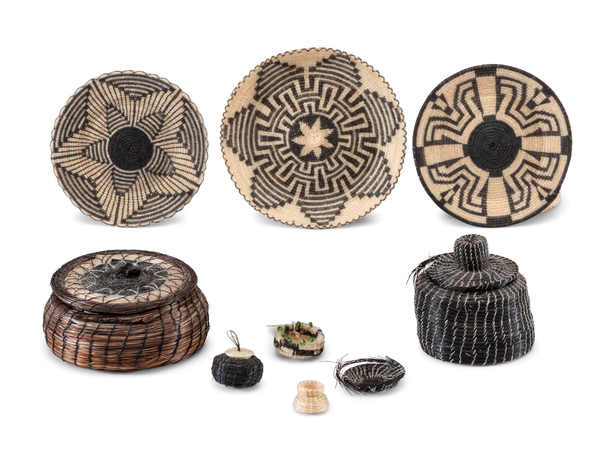 Tohono O'odham and Akimel O'odham Miniature Horsehair baskets