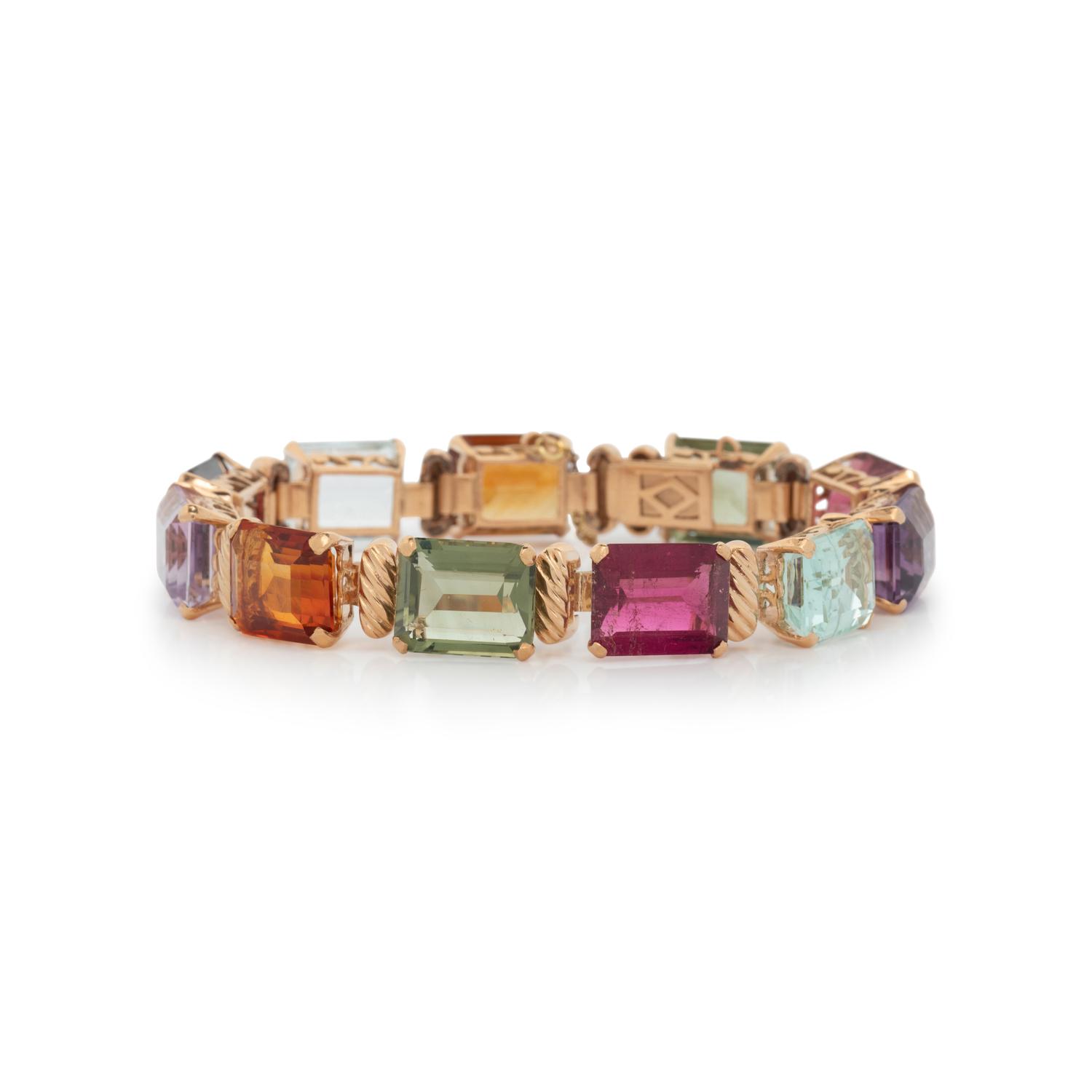 YELLOW GOLD AND MULTIGEM BRACELET