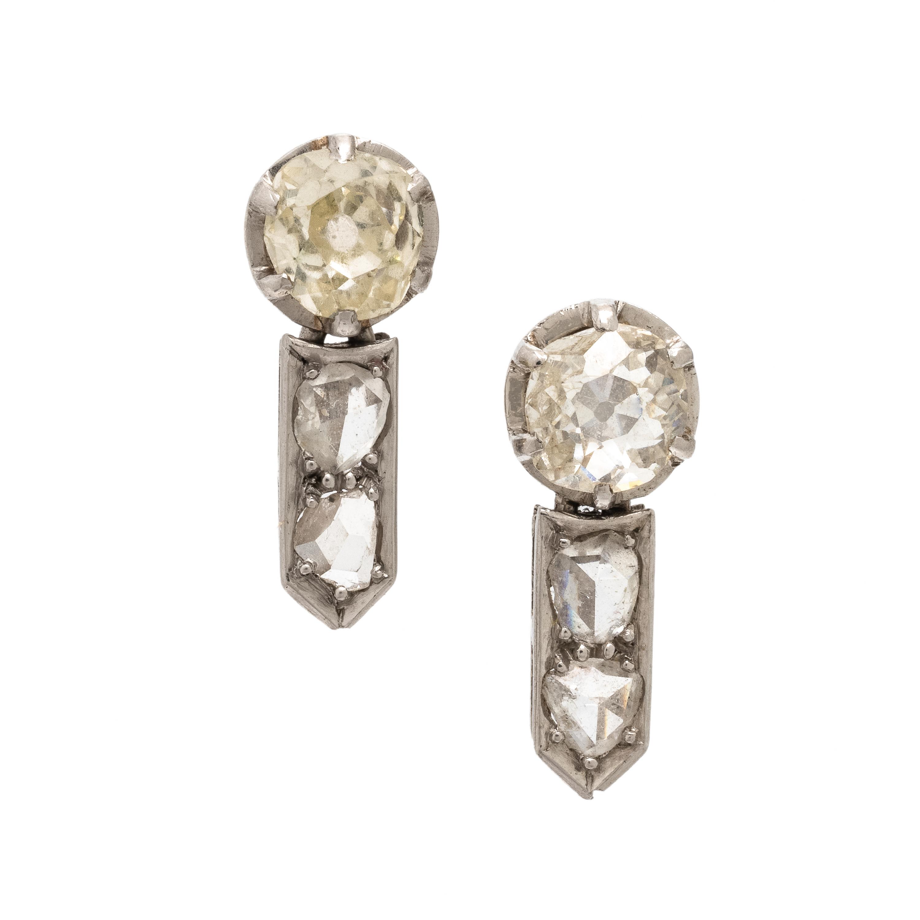 Antique, Diamond and Platinum Earrings