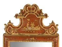 A Louis XVI Style Chinoiserie Decorated and Parcel Gilt Mirror