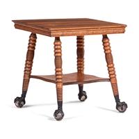 A Victorian Center Table in Oak with Glass Ball and Claw Feet