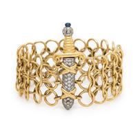 Tiffany & Co., Donald Claflin, Diamond, Yellow Gold, and Platinum Sword Bracelet