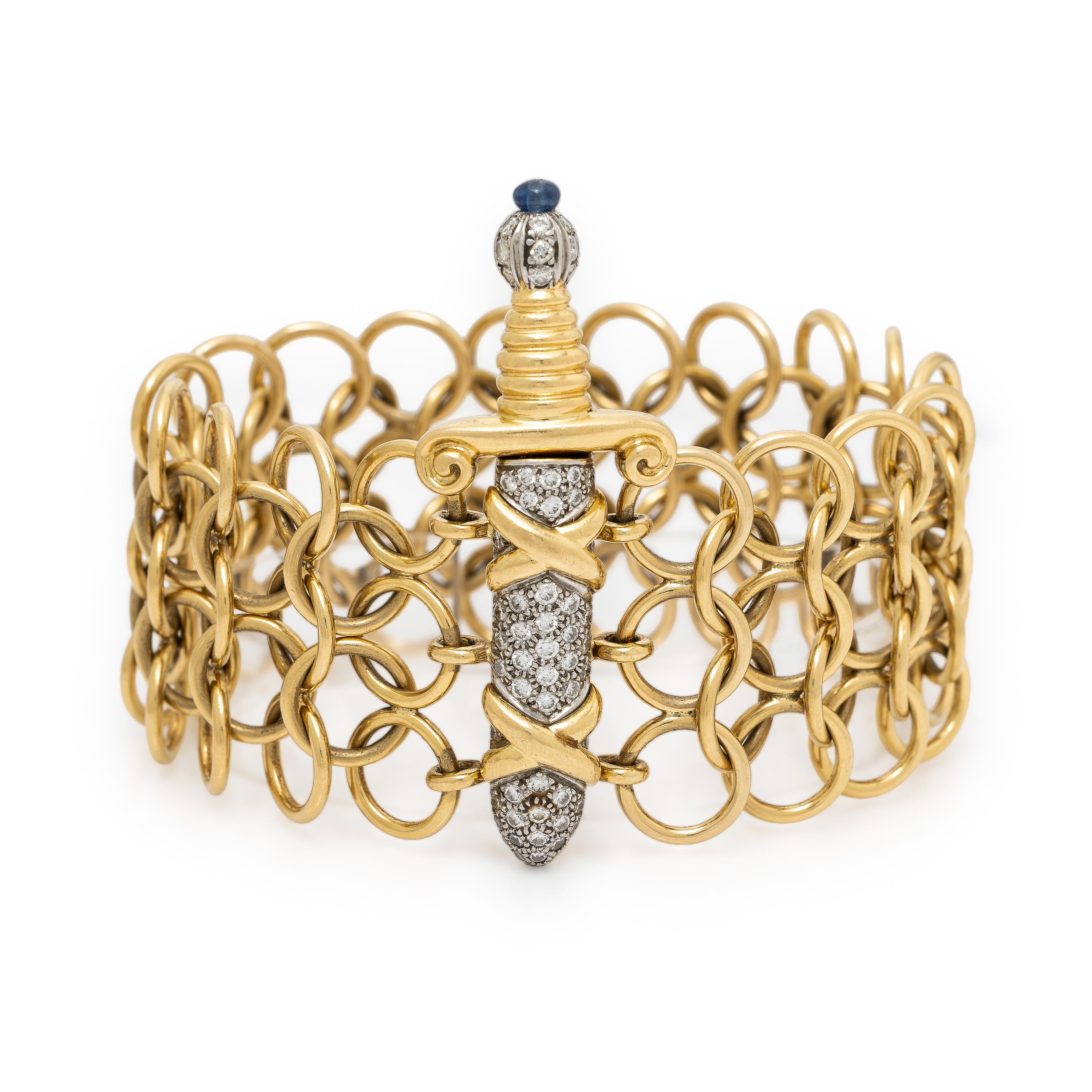 Tiffany & Co., Donald Claflin, Diamond, Yellow Gold, and Platinum Sword Bracelet
