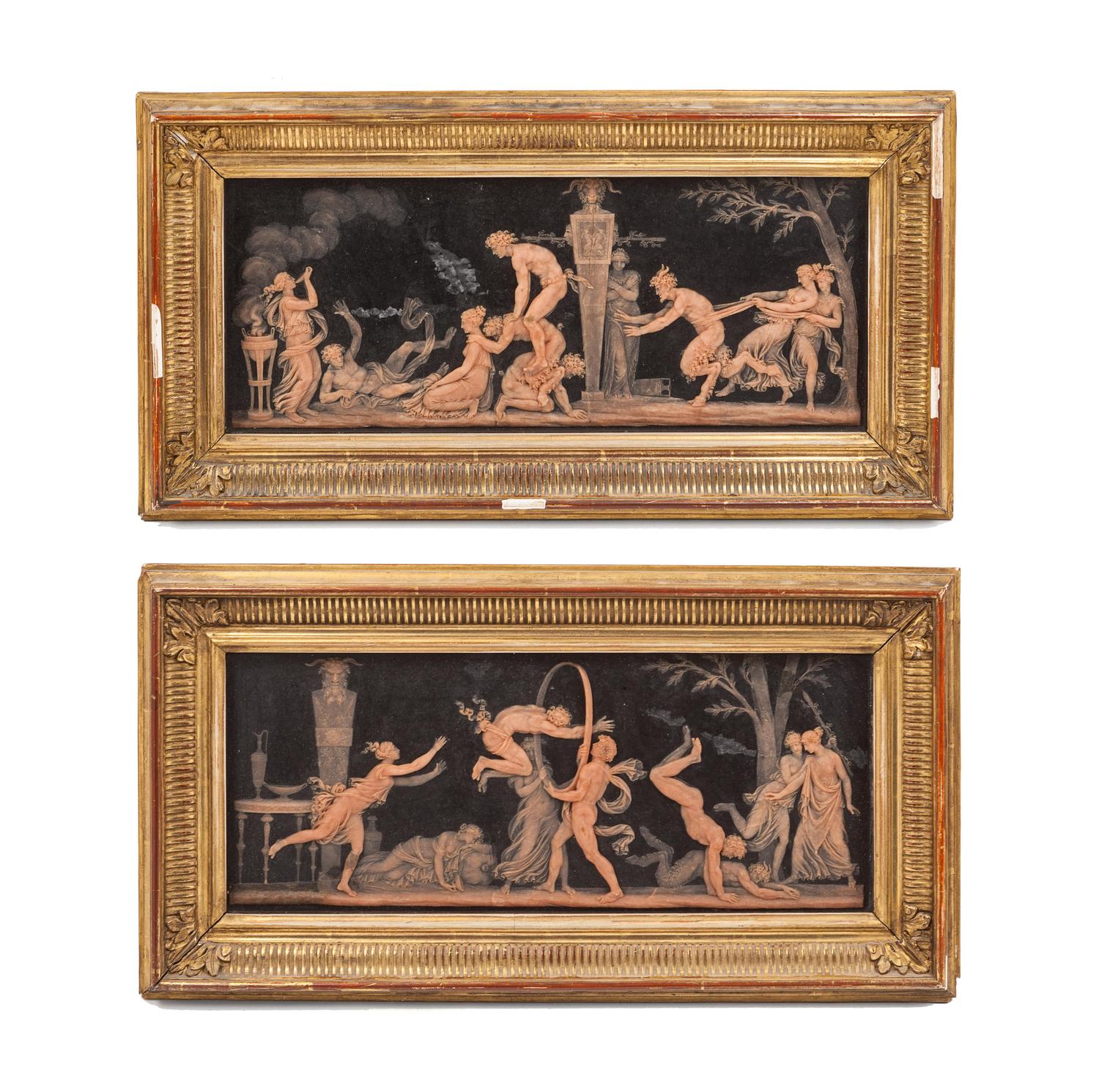 A Pair of Wax Bas-Relief Friezes