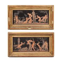 A Pair of Wax Bas-Relief Friezes