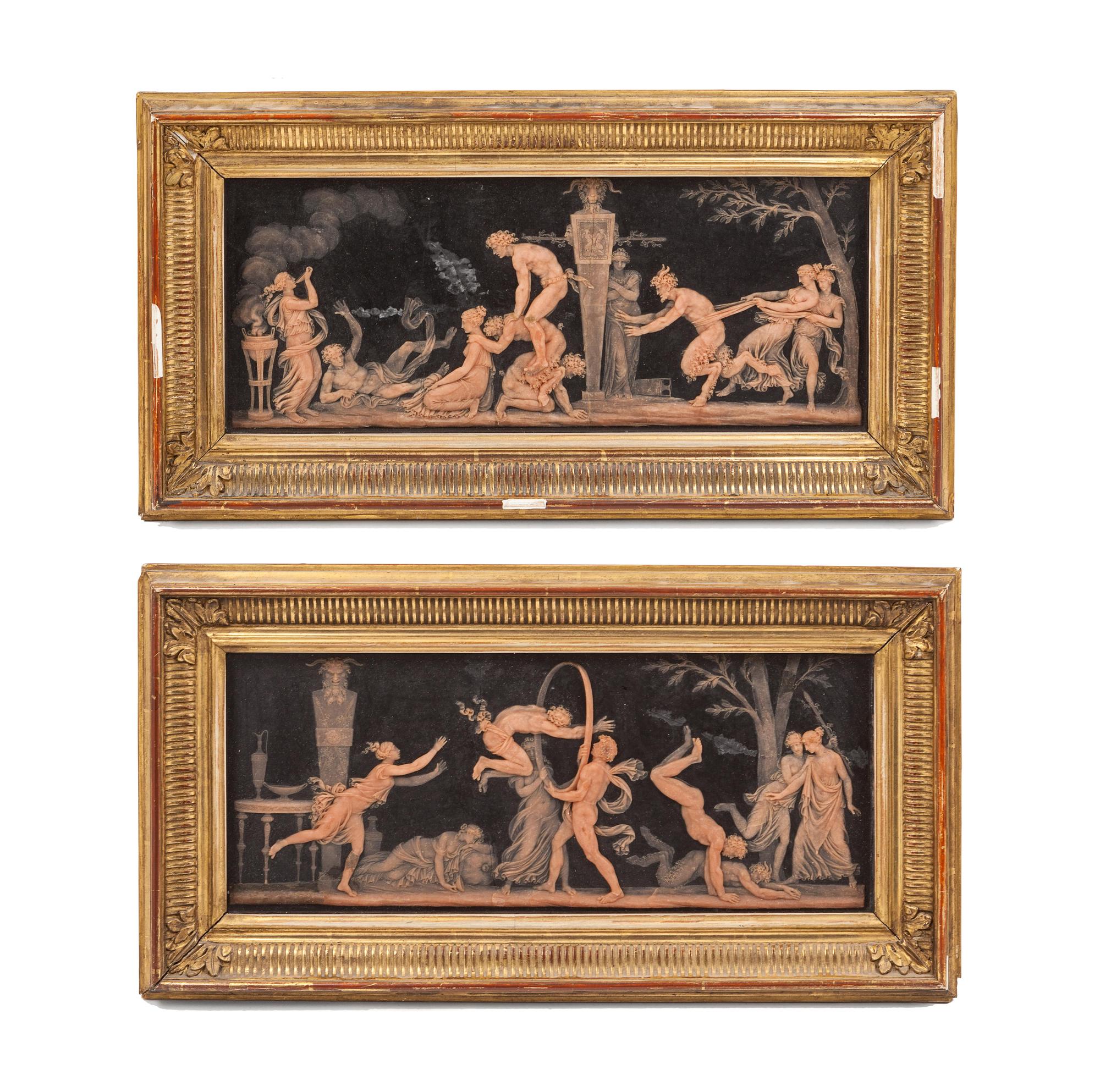 A Pair of Wax Bas-Relief Friezes