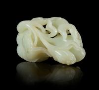 A Pale Celadon Jade Carving Length 3 1/4 inches.