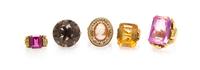 A Collection of Yellow Gold and Gemstone Rings, 45.30 dwts.