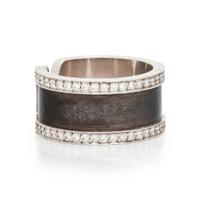 CARTIER, WHITE GOLD AND ENAMEL 'DOUBLE C' RING