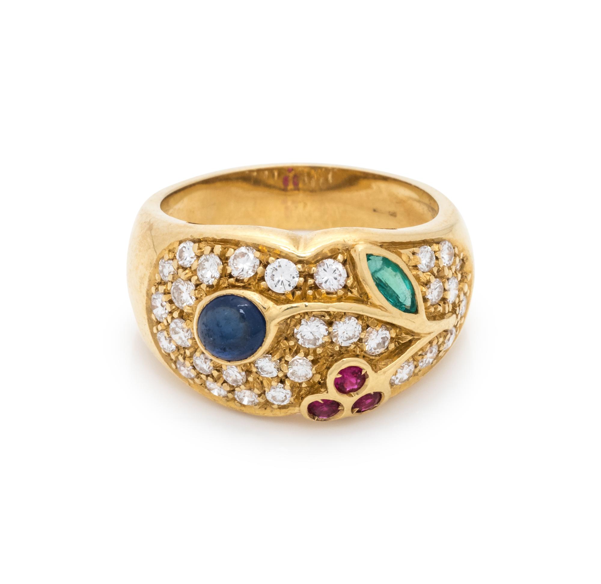 MULTIGEM AND DIAMOND RING