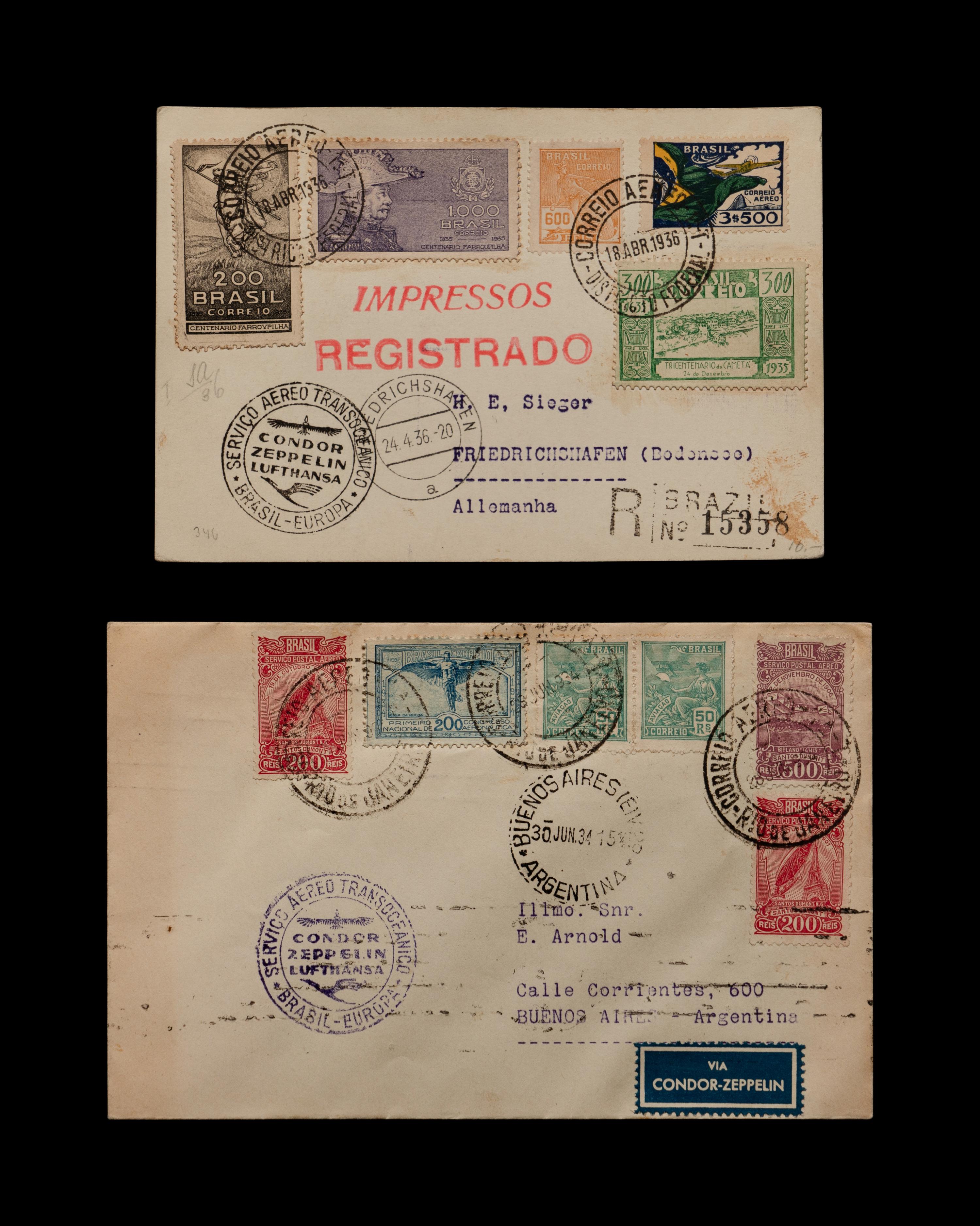 [FLIGHT COVERS] A Collection of Eleven Brazil Dispatched Zeppelin Flight Covers and Postcards.