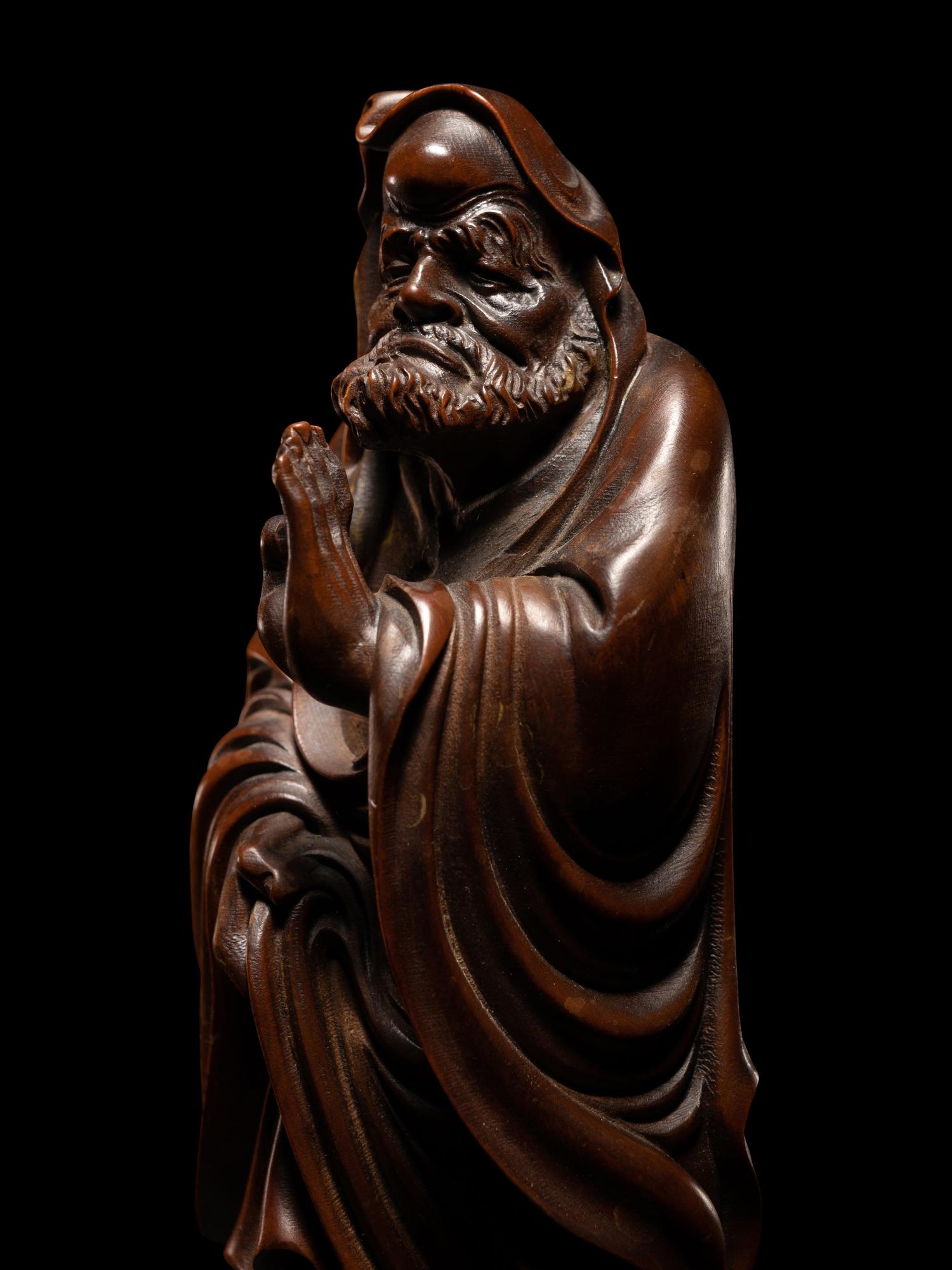 A Chinese Boxwood Figure of Damo