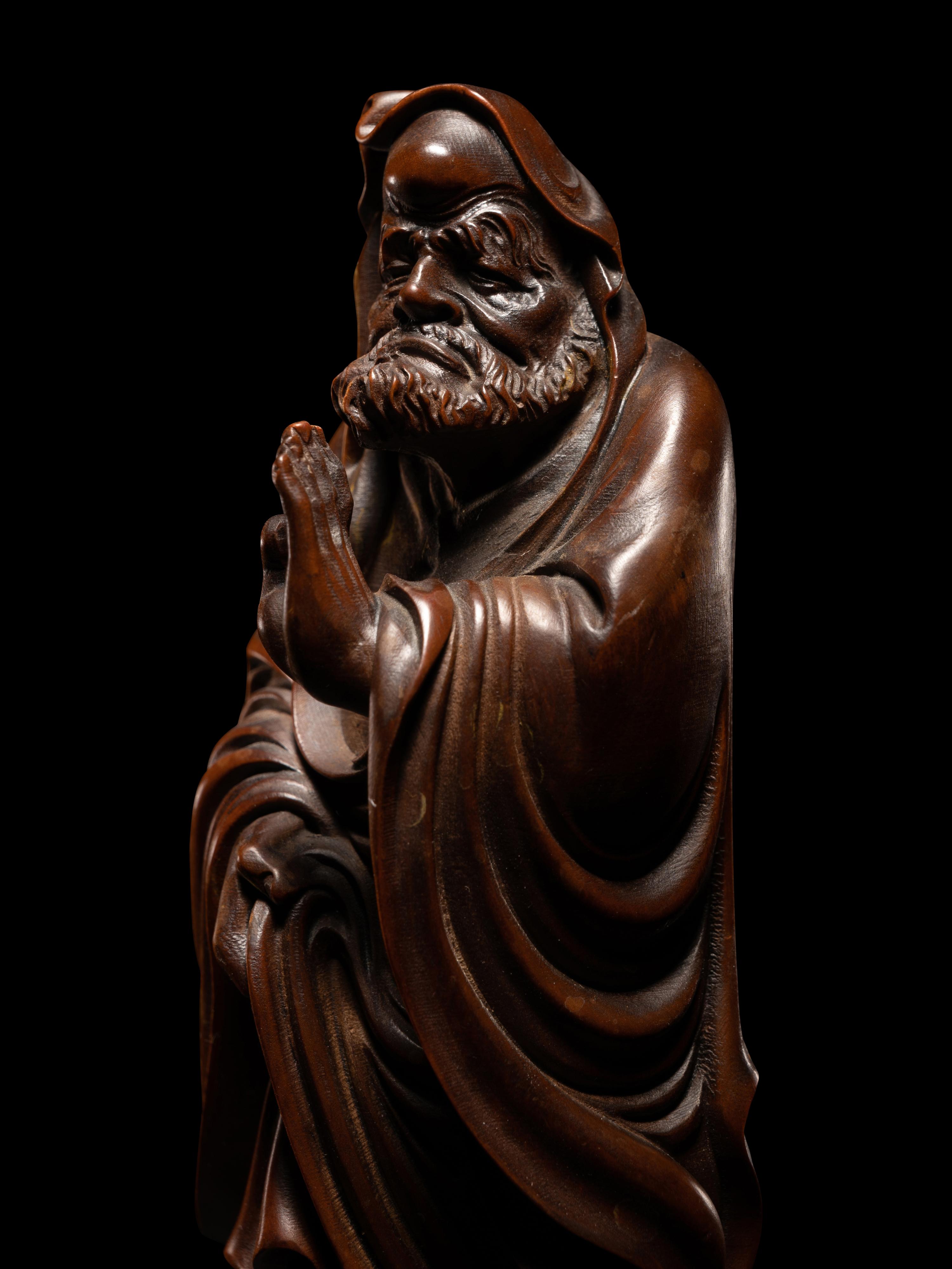 A Chinese Boxwood Figure of Damo