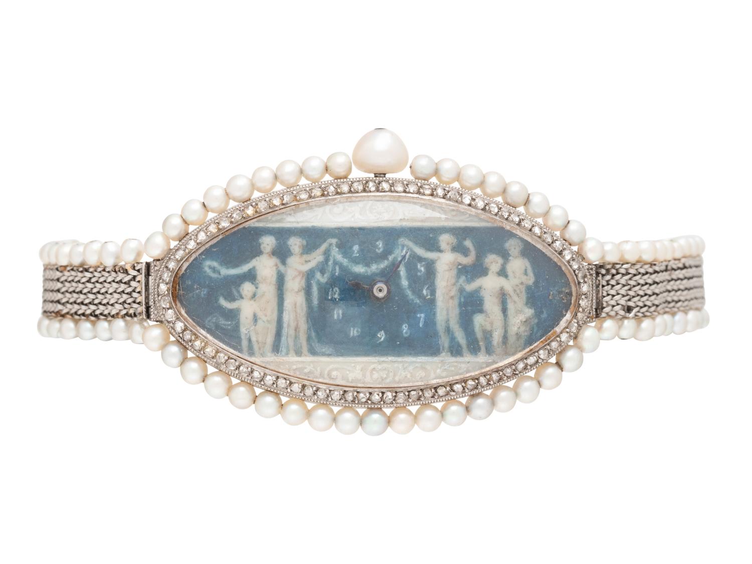 VERGER FRÈRES, BELLE ÉPOQUE, PLATINUM, PEARL AND DIAMOND WATCH
