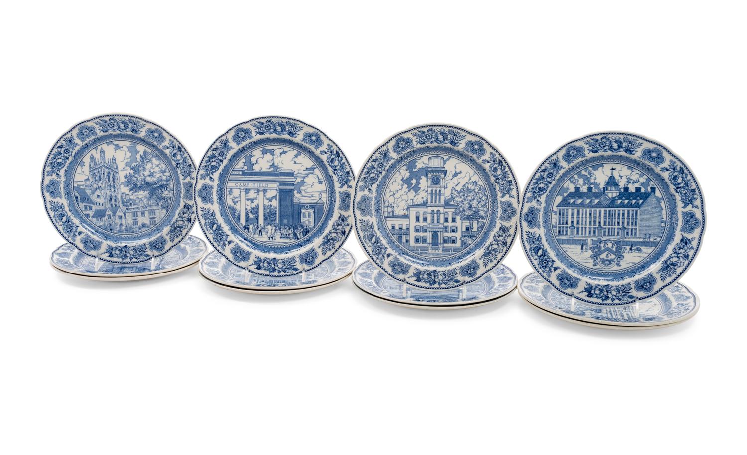Twelve Wedgwood Dinner Plates of Yale University Interest