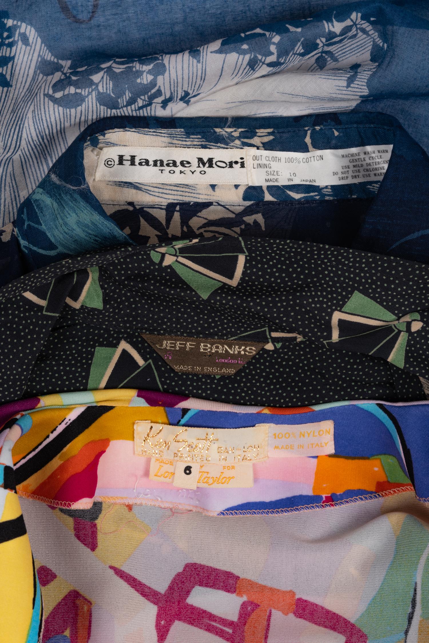 Two Designer Ensembles, Hanae Mori, Ken Scott and One Jeff Banks Shirt, 1970s