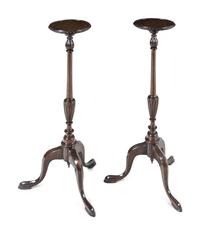 A Pair of English Mahogany Tripod Pedestals