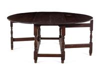 A William and Mary Turned Oak Drop-Leaf Gate-Leg Dining Table