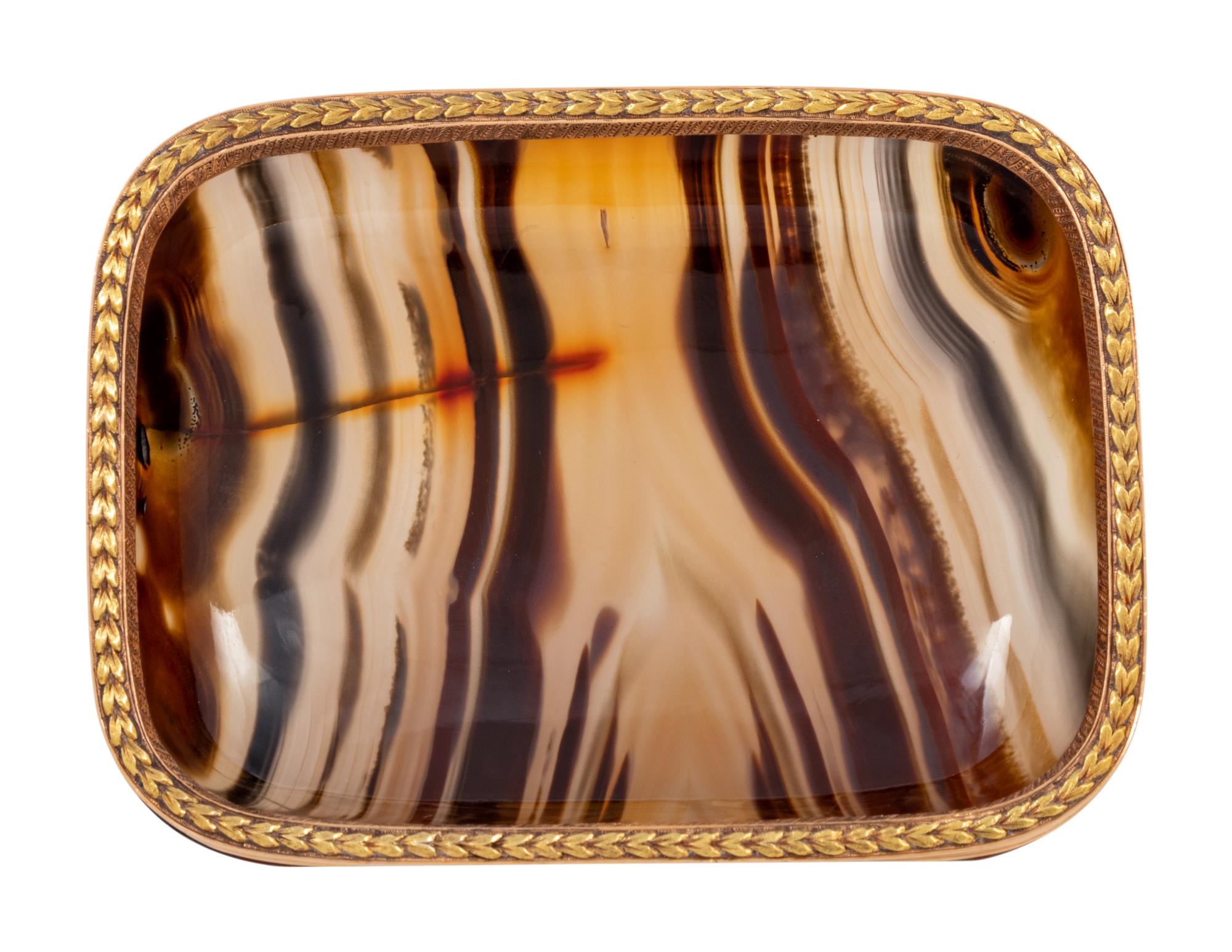 A Russian Gold Mounted Agate Vide Poche
