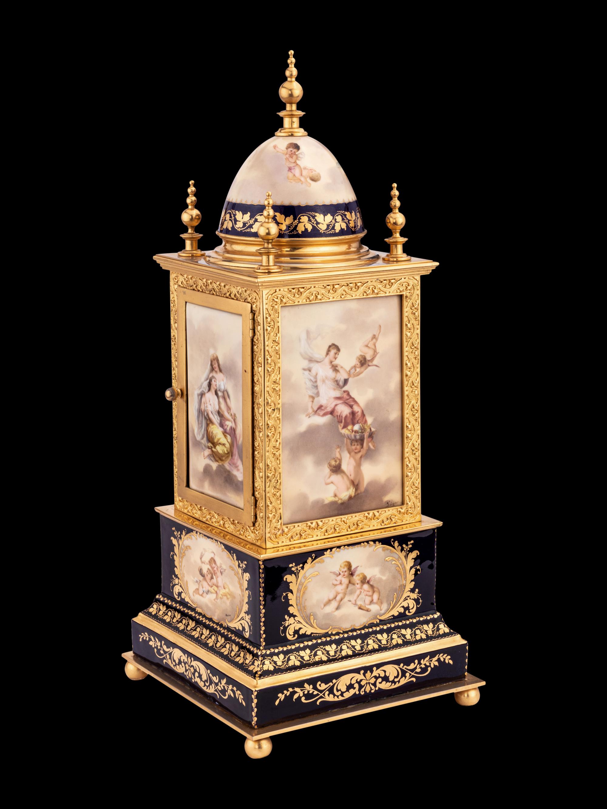 A Royal Vienna Porcelain Mounted Gilt Bronze Clock, Couaillet