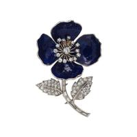 BOUCHERON, DIAMOND AND ENAMEL 'EGLANTINE' FLOWER BROOCH