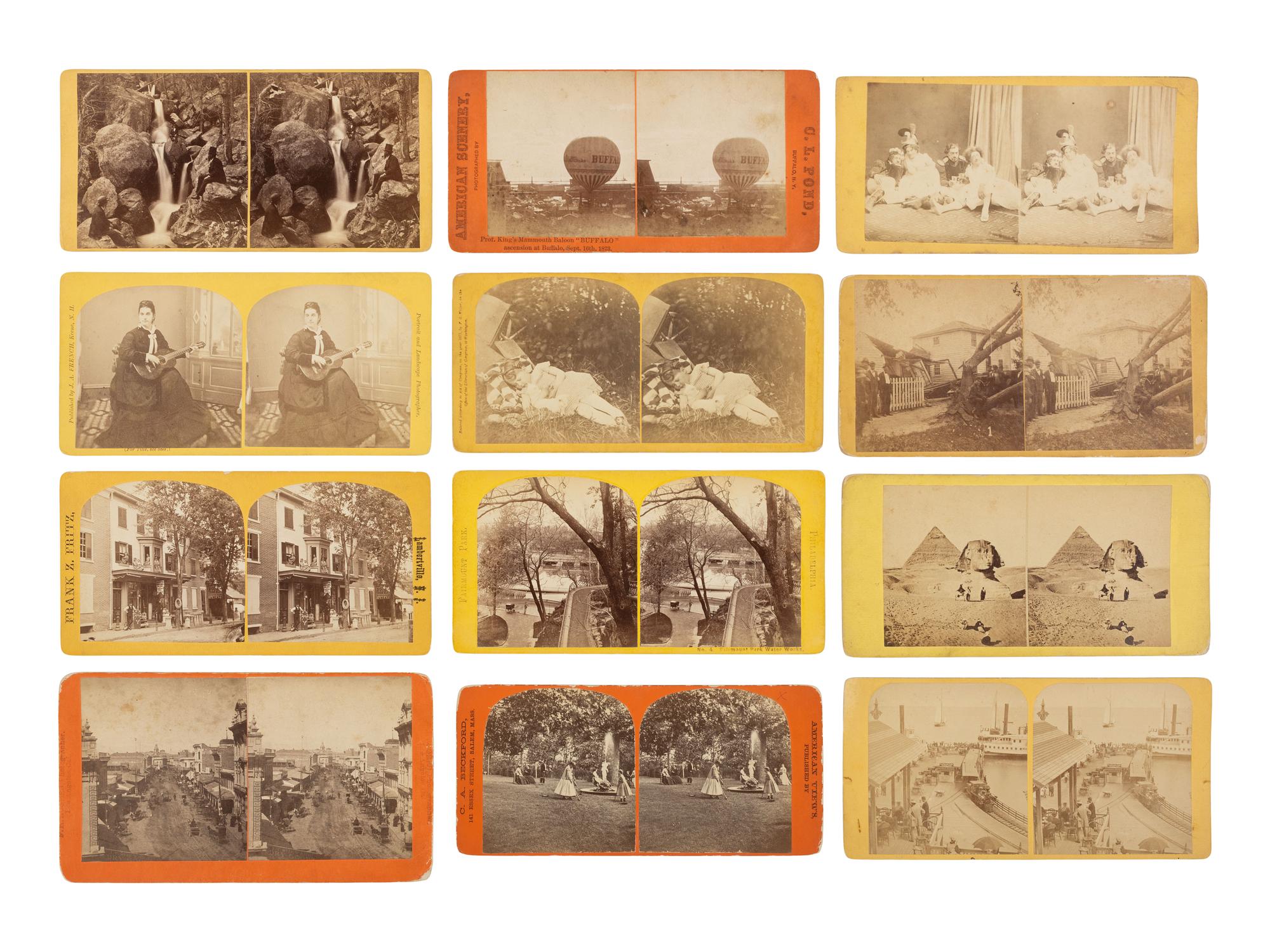[EARLY PHOTOGRAPHY]. Large selection of stereoviews, incl. Civil War, railroad, landmarks, and landscapes.