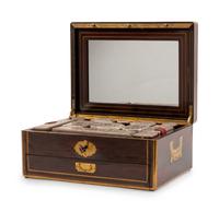 An English Brass-Inlaid Rosewood Dressing Set — 19TH CENTURY