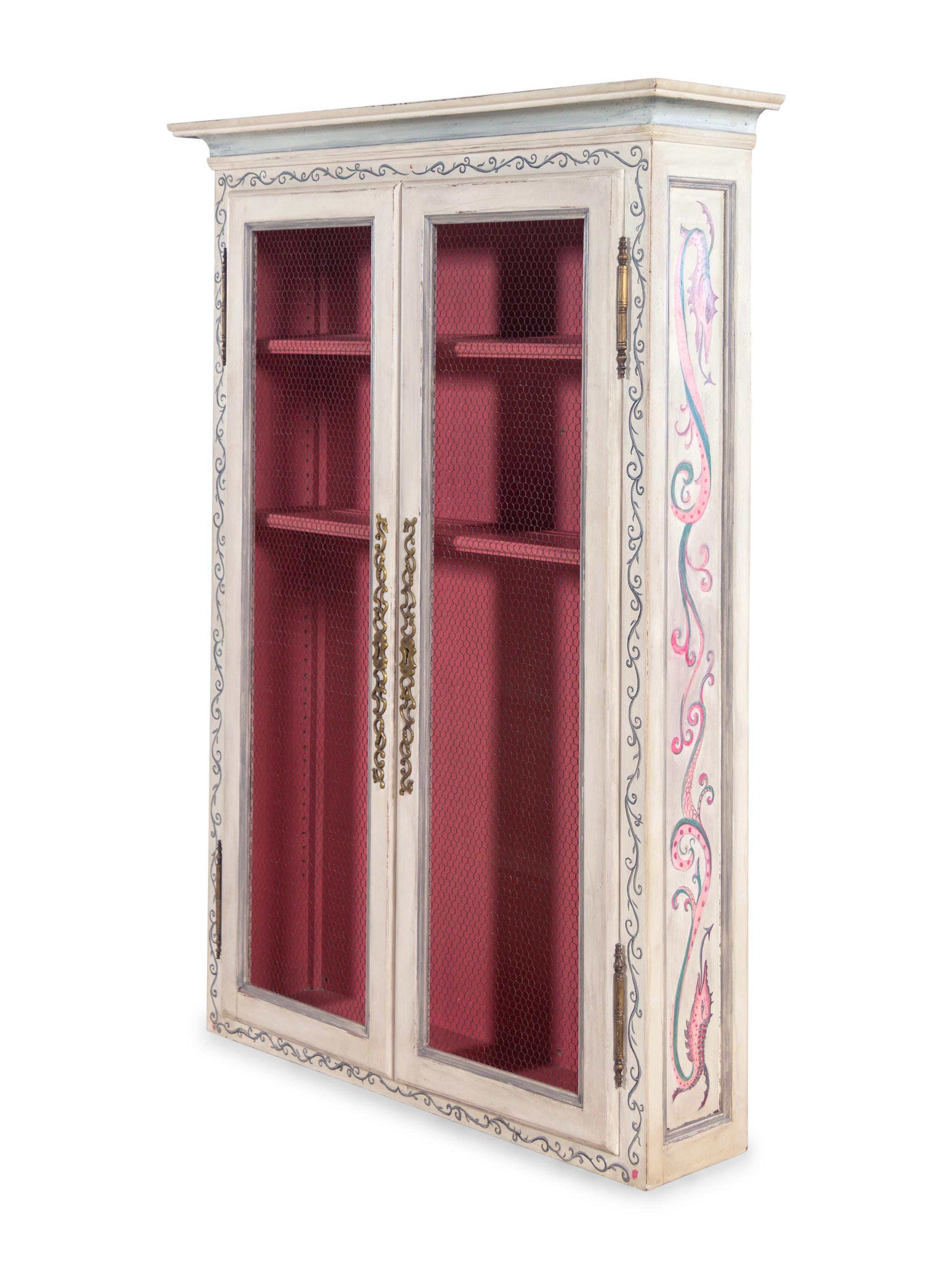 A Don Rousseau Hanging Cabinet with Later Paint