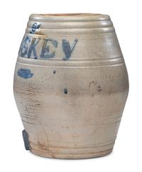 A Bennage & Sutherland Five-Gallon Incised 'Whiskey' Keg