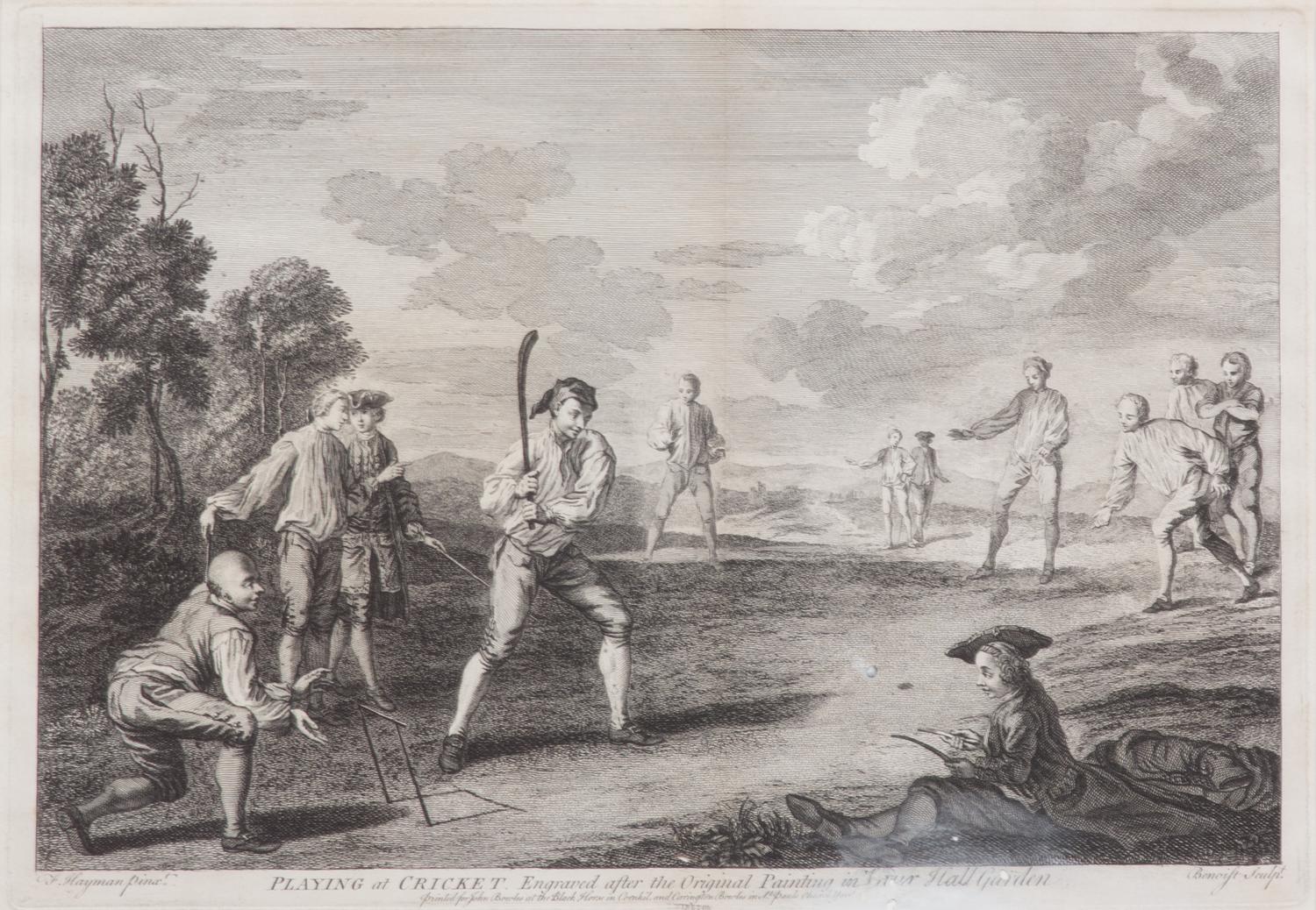 Francis HAYMAN, after - BENOIST, engraver Image 11 1/2 x 13 inches. — Playing at Cricket