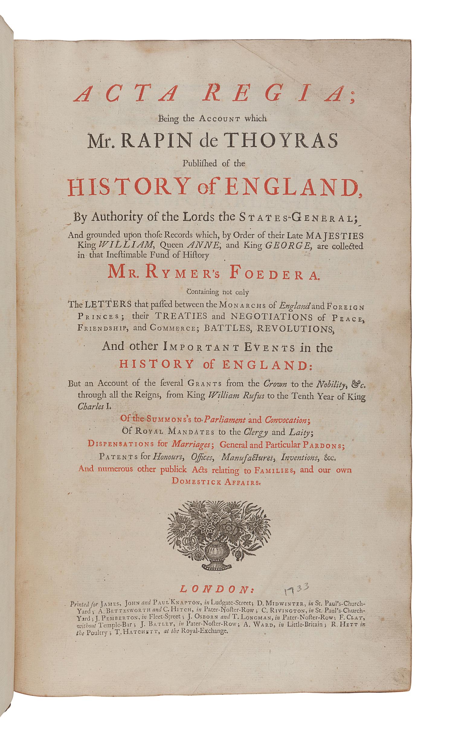 [BRITISH HISTORY]. A group of 3 works, comprising: