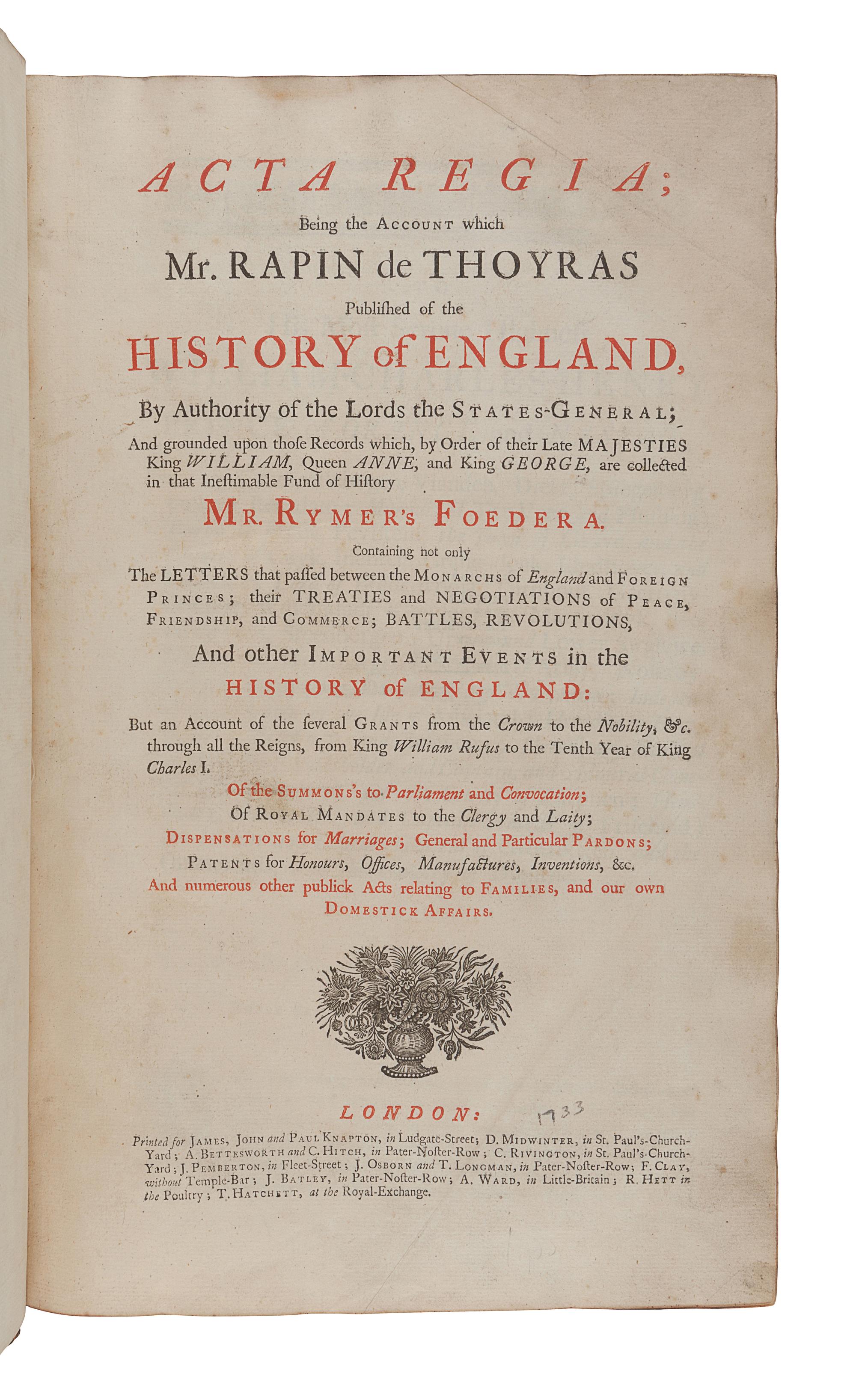 [BRITISH HISTORY]. A group of 3 works, comprising: