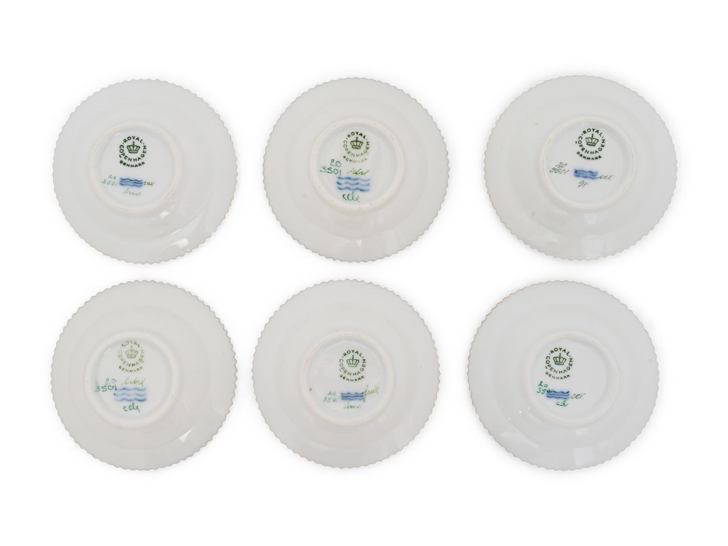 A Set of Six Royal Copenhagen Flora Danica Butter Pats