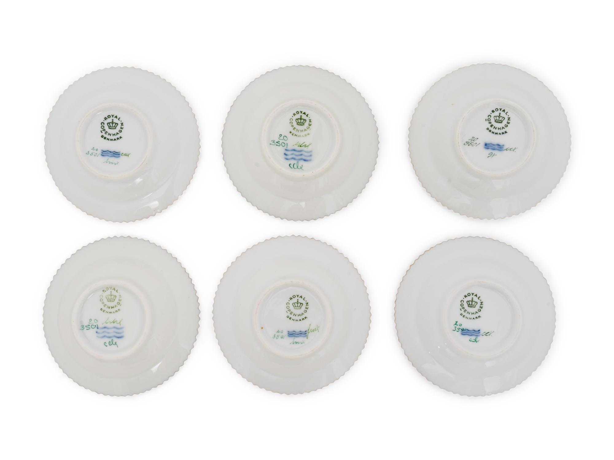 A Set of Six Royal Copenhagen Flora Danica Butter Pats