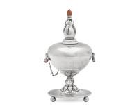 A Georg Jensen Silver and Hardstone Mounted Table Lighter