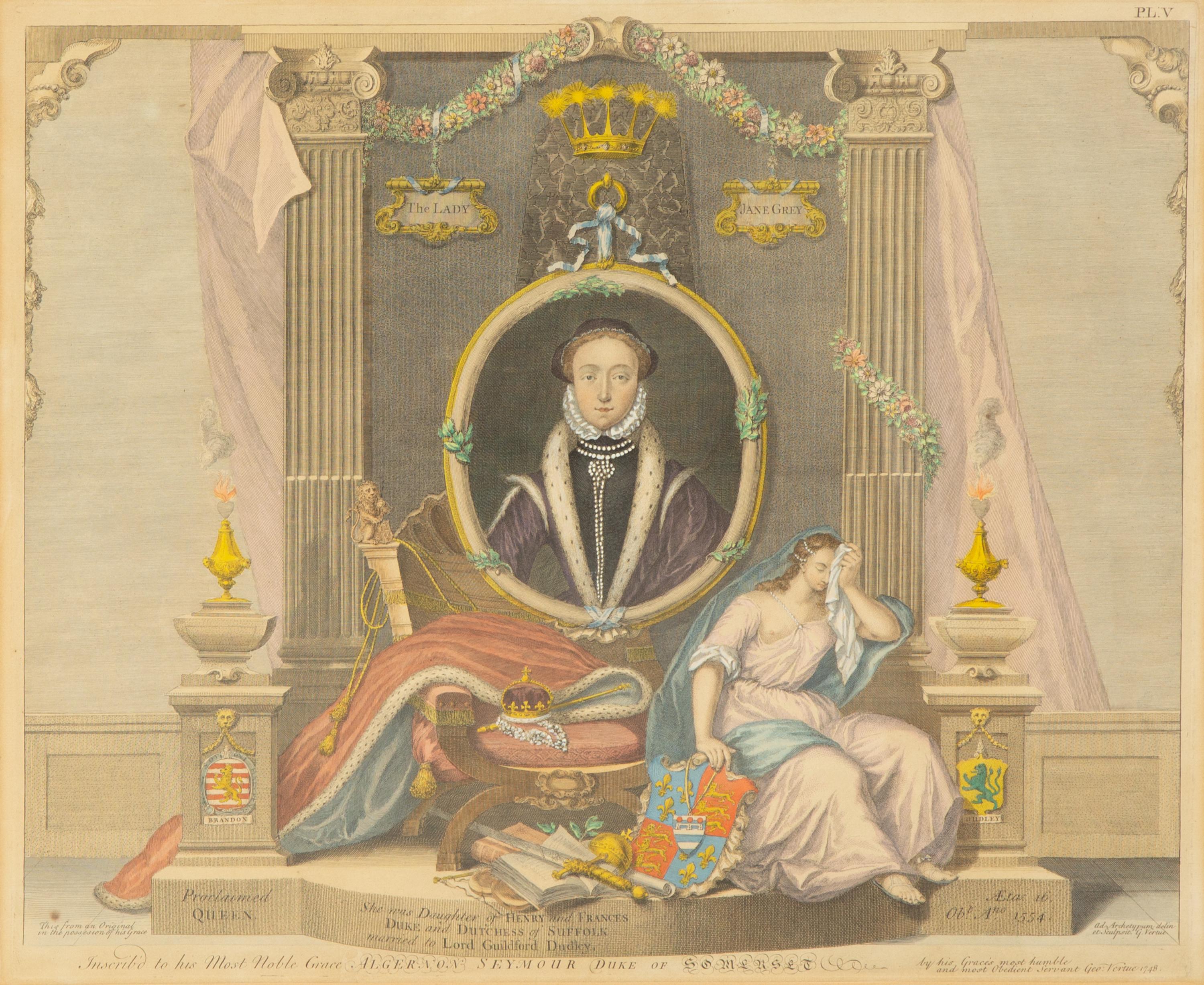 Frances, Duchess of Suffolk and her Husband, Adrien Stokes, Esq. , 1748; Henry VIII and His Family, after Holbein; Lady Jane Grey (a set of three etchings)
