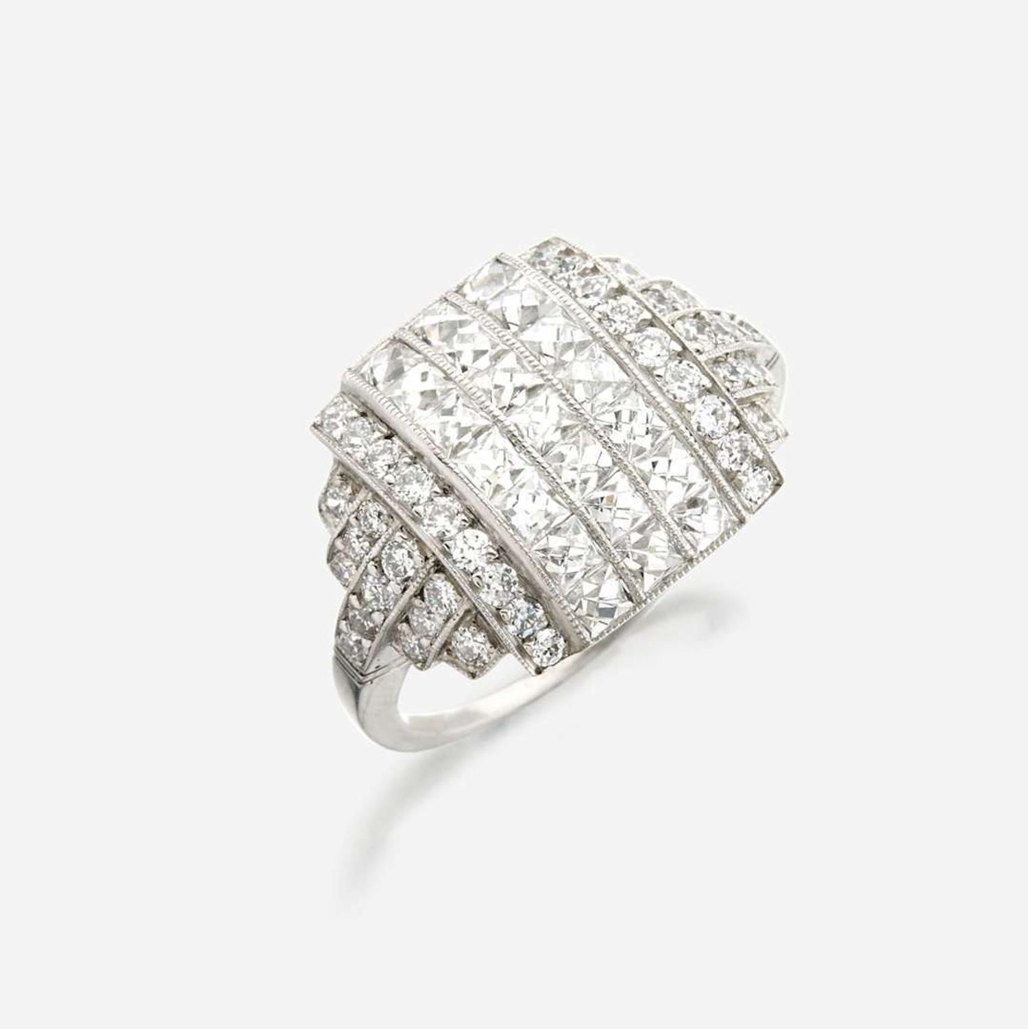 A diamond and platinum ring