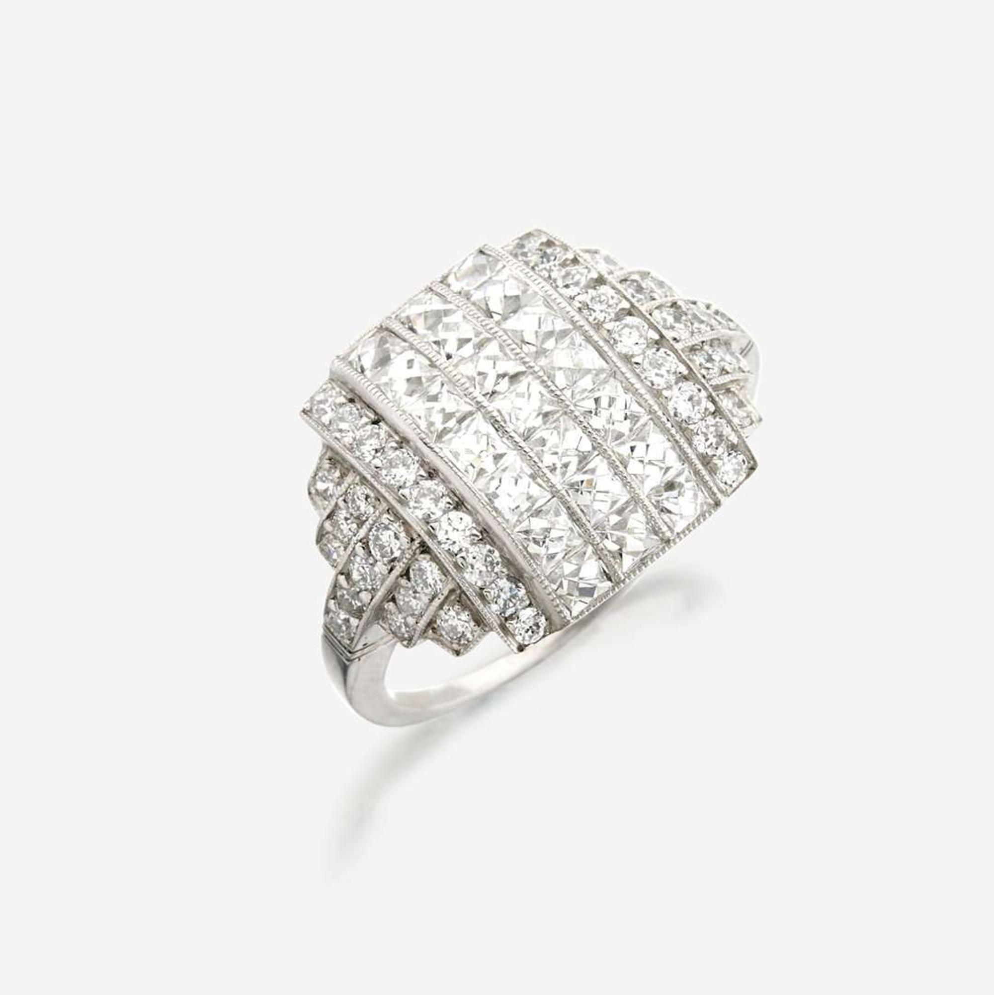 A diamond and platinum ring