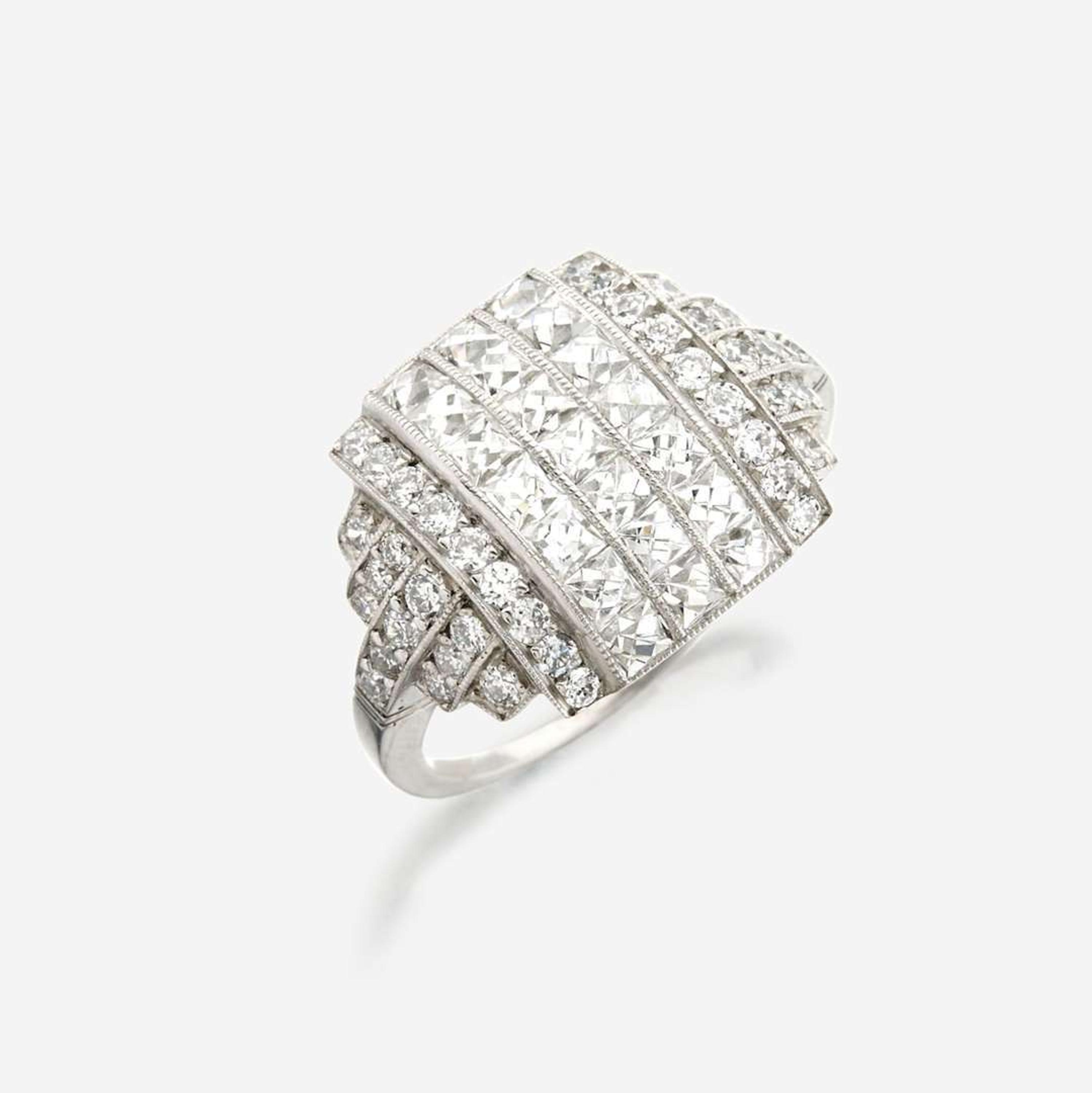 A diamond and platinum ring