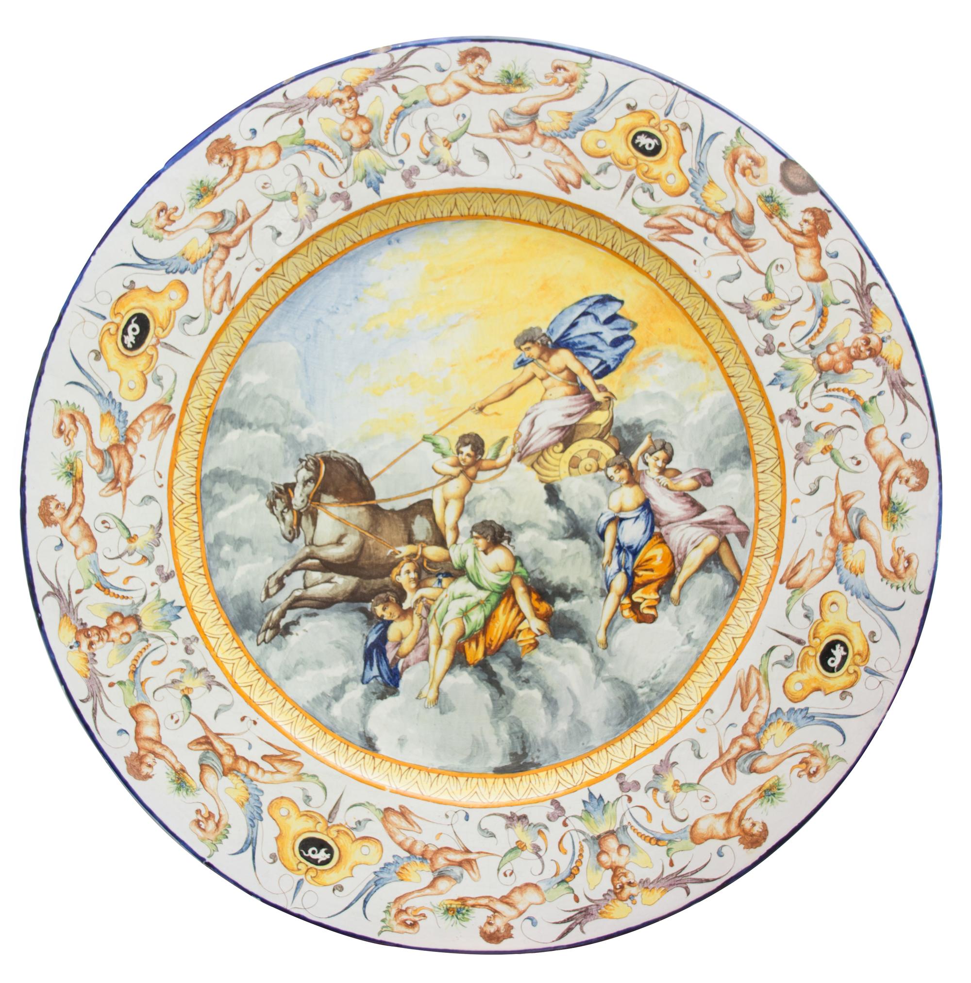 A Pair of Italian Renaissance Revival Majolica Chargers Diameter 24 inches. — 19TH CENTURY