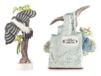 A Dorothy Doughty for Royal Worcester Porcelain Cactus Owl and Downey Woodpecker