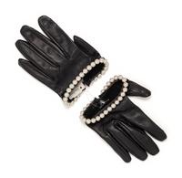 Chanel, Black Lambskin & Faux-Pearl Half Gloves