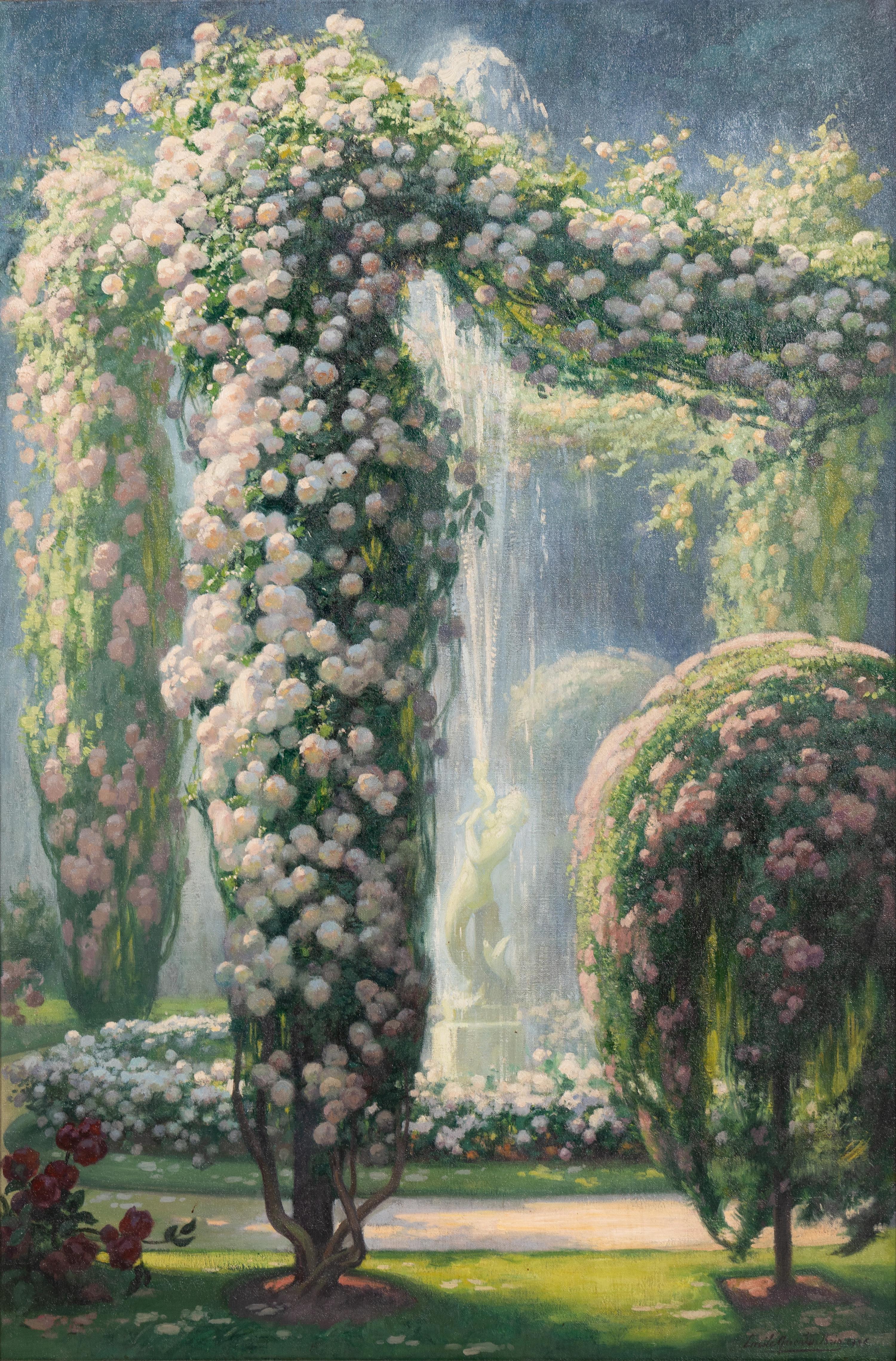 Jardin fleuri a la fontaine