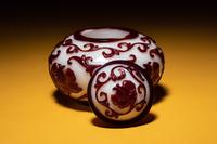 A Red Overlay White Peking Glass Covered Jar