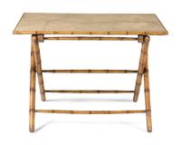 A Bamboo and Faux-Marble Painted Folding Table