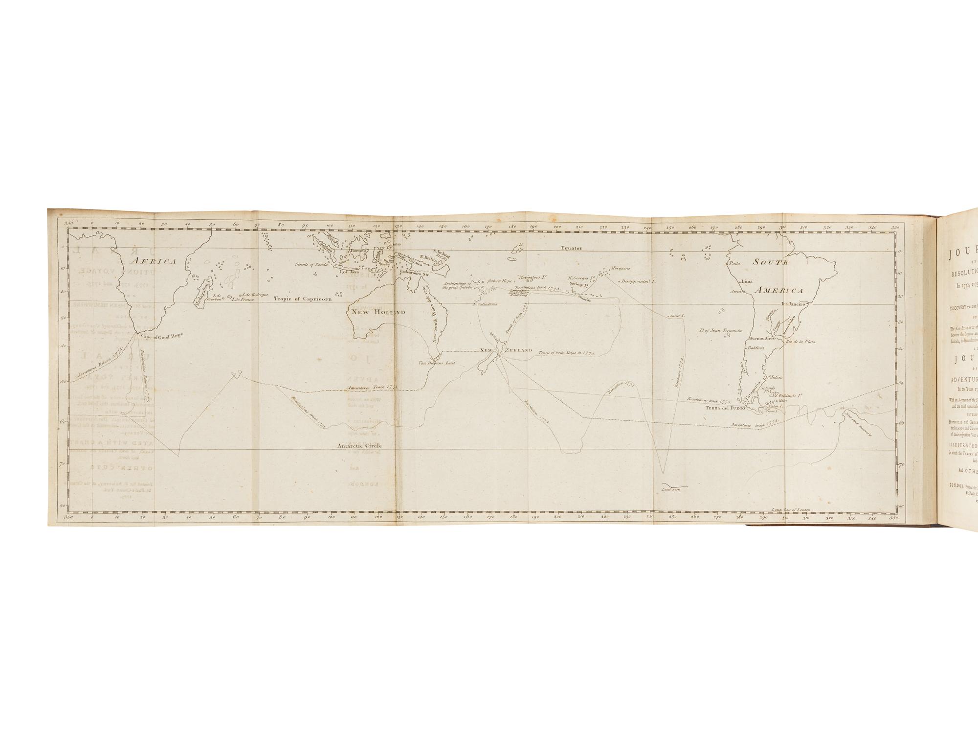 [MARRA, John]. Journal of the Resolution's Voyage, in 1772, 1773, 1774, and 1775. On Discovery to the Southern Hemisphere ... also a Journal of the Adventure's Voyage, in the years 1772, 1773, and 1774 . London: F. Newbery, 1775.