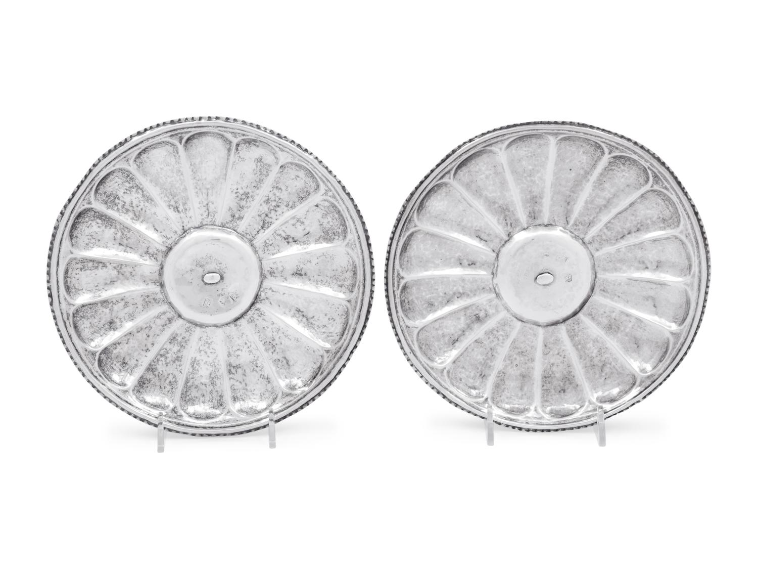 A Pair of Spanish Empire Silver Sweetmeat Dishes